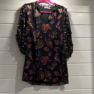 Paisley flowy dress with Sheer Sleeves